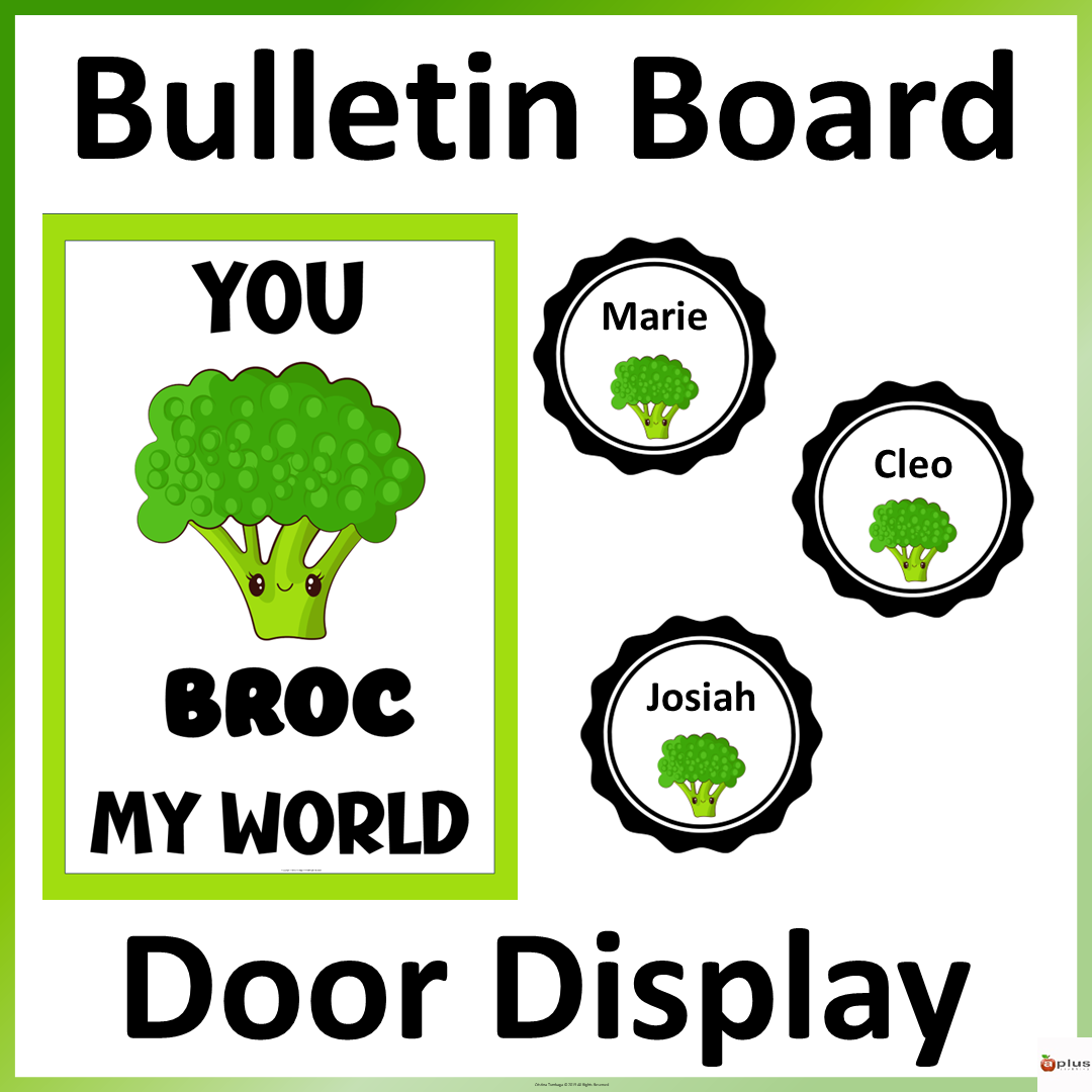 Food Pun Broccoli Bulletin Board Door Display Decoration Editable