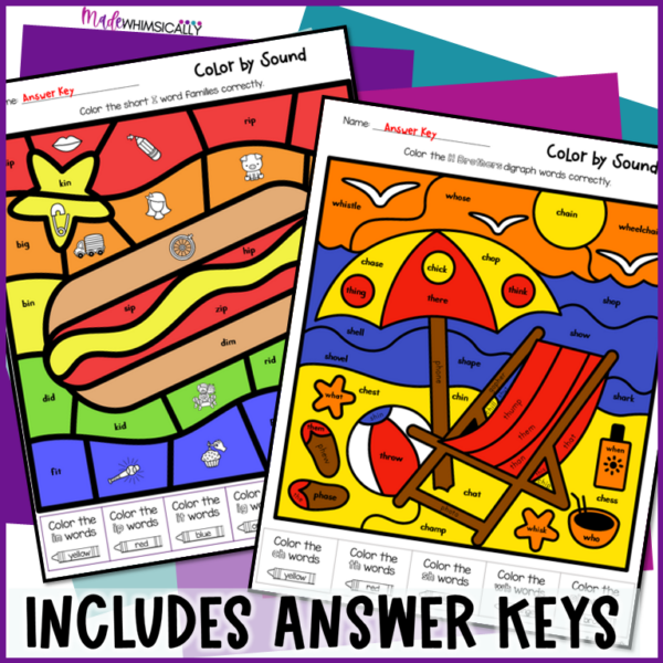 Color By Sound Worksheets - Phonics Color By Code Activities - Made By ...