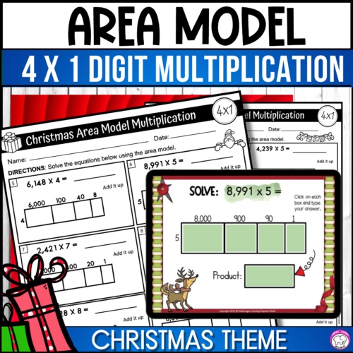 Christmas 4 Digit by 1 Digit Area Model Multiplication Google and ...