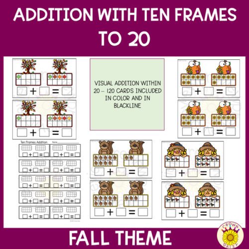 Addition with Ten Frames to 20 Fall Theme - Made By Teachers