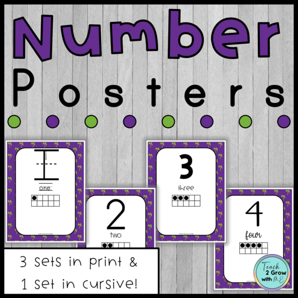 Number Posters 0-30 with Ten Frames Dinosaur Theme Classroom Decor Set ...