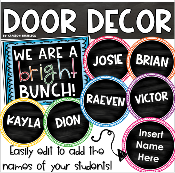 Back to School Door Display Bulletin Board Decoration Chalkboard Bright ...
