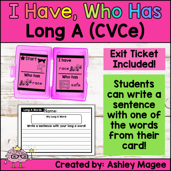 I Have Who Has Long A Words (CVCe) Phonics Game Activity for Practice ...