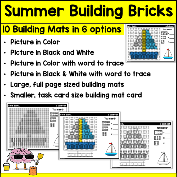Let's Build - Summer Building Brick Block Mats Fine Motor Center - Made ...