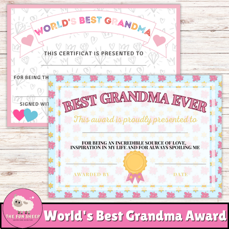 Grandparents Day Awards Printable Certificates for Grandma & Grandpa