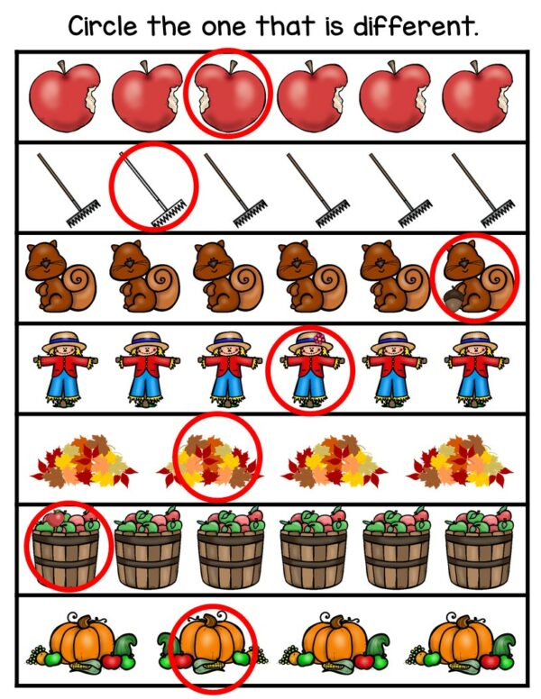 Visual Perception Spot the Difference Fall Occupational Therapy ...