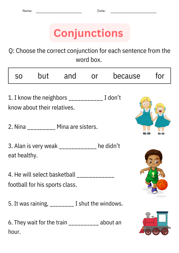 Printable Conjunctions Worksheets & Posters for 1st Grade Daily Grammar ...