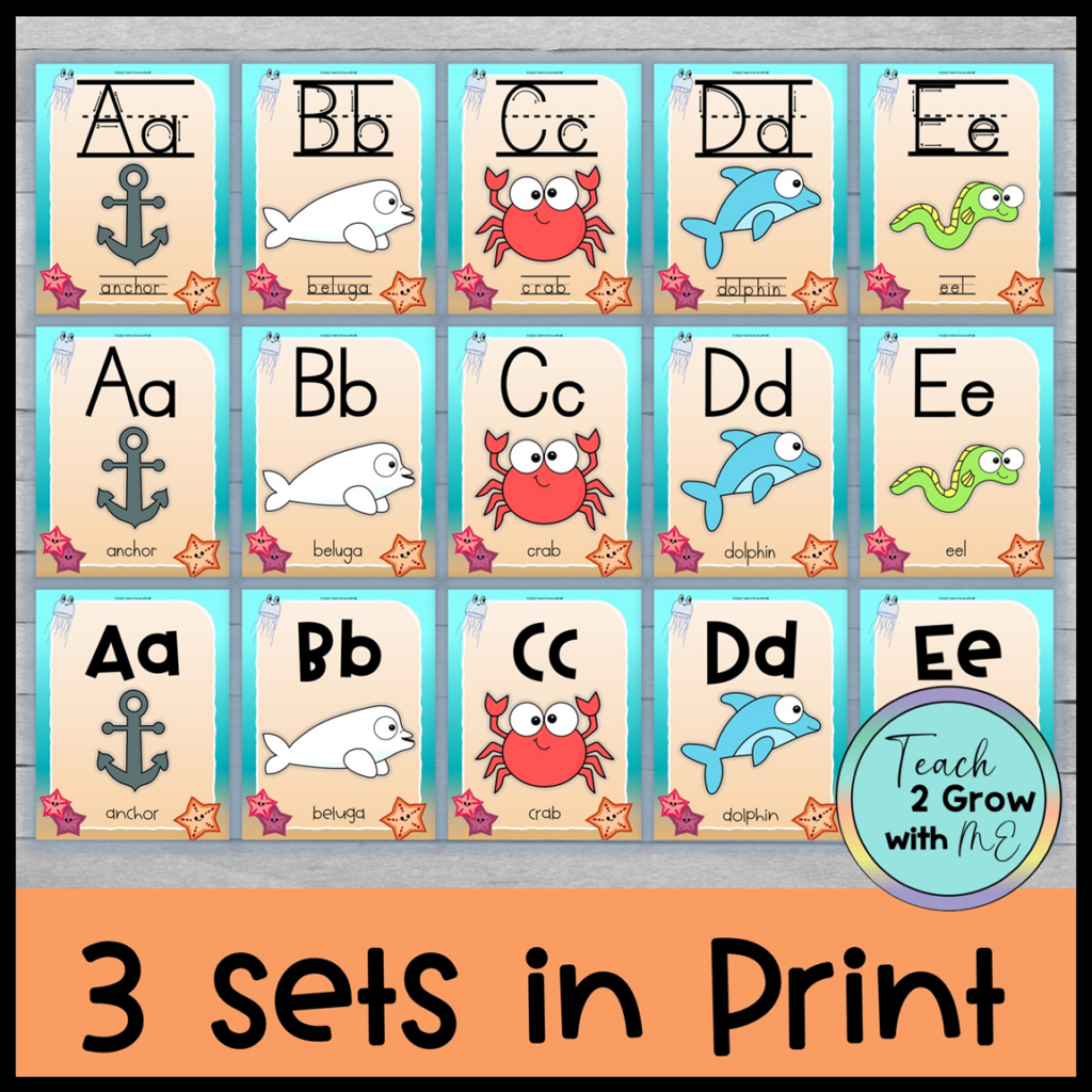 Alphabet Posters Under the Sea Ocean Classroom Decor Set 3 | Made By ...