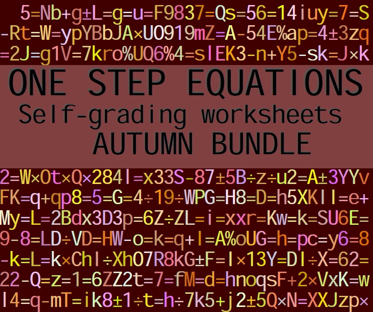 SELF GRADING ONE STEP EQUATIONS WORKSHEETS