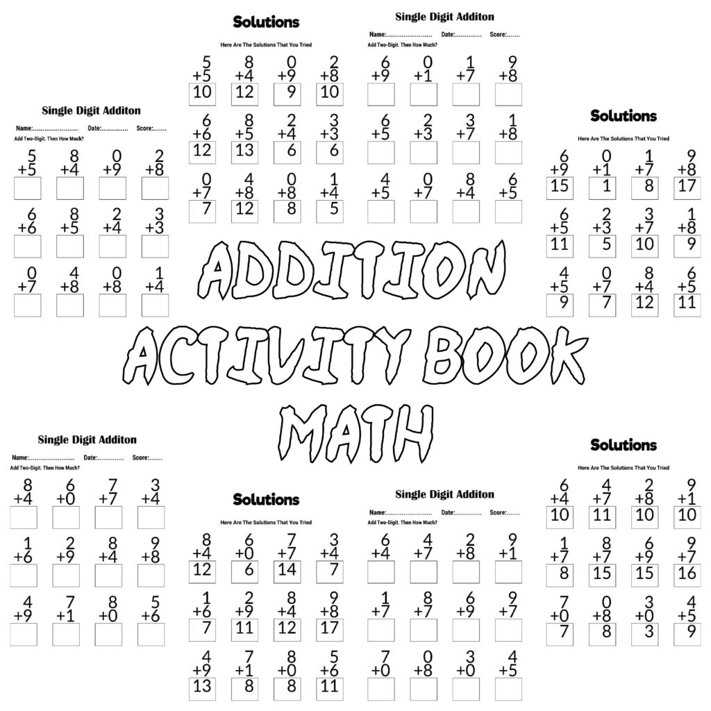 Addition Math Activity Book for Kids : Homeschool Kindergarteners book ...
