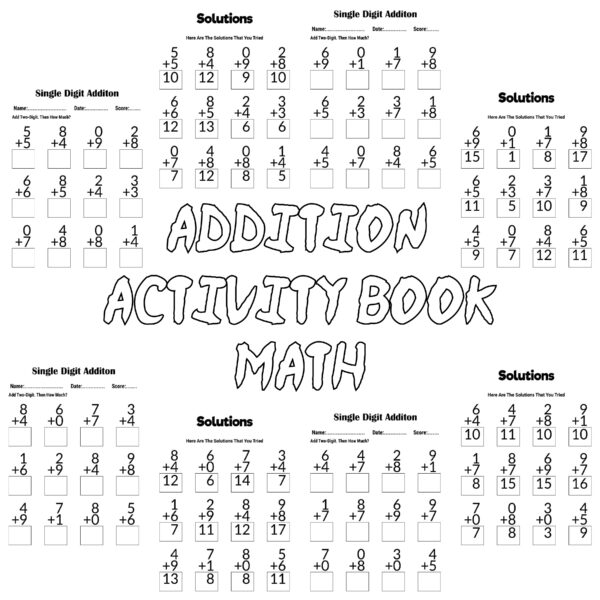 Addition Math Activity Book for Kids : Homeschool Kindergarteners book ...
