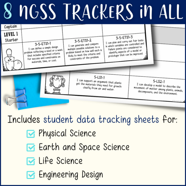 Science Student Data Tracking Sheets for 5th Grade NGSS - Sports Themed ...