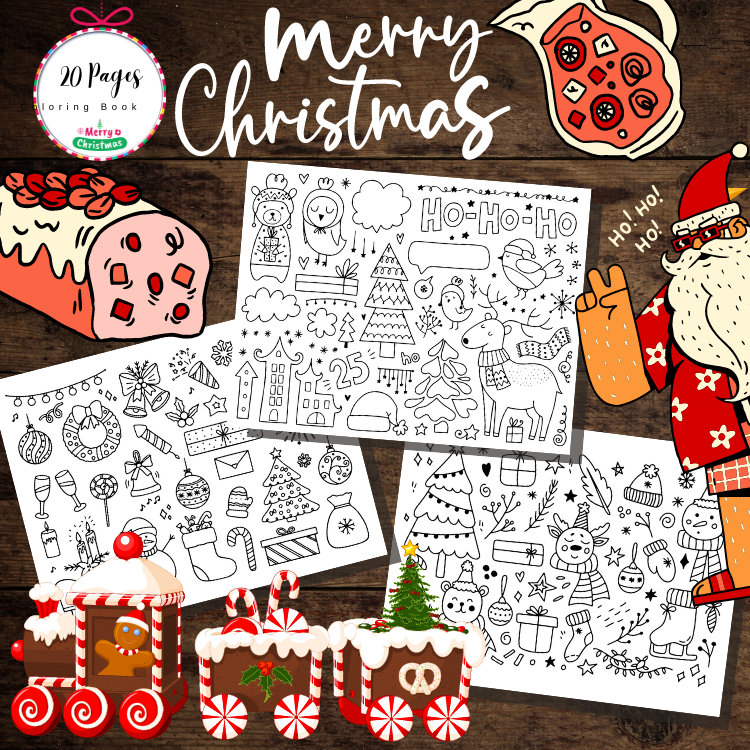 Christmas Doodle Coloring Pages Christmas Coloring Pages Doodle Holiday Activity Merry