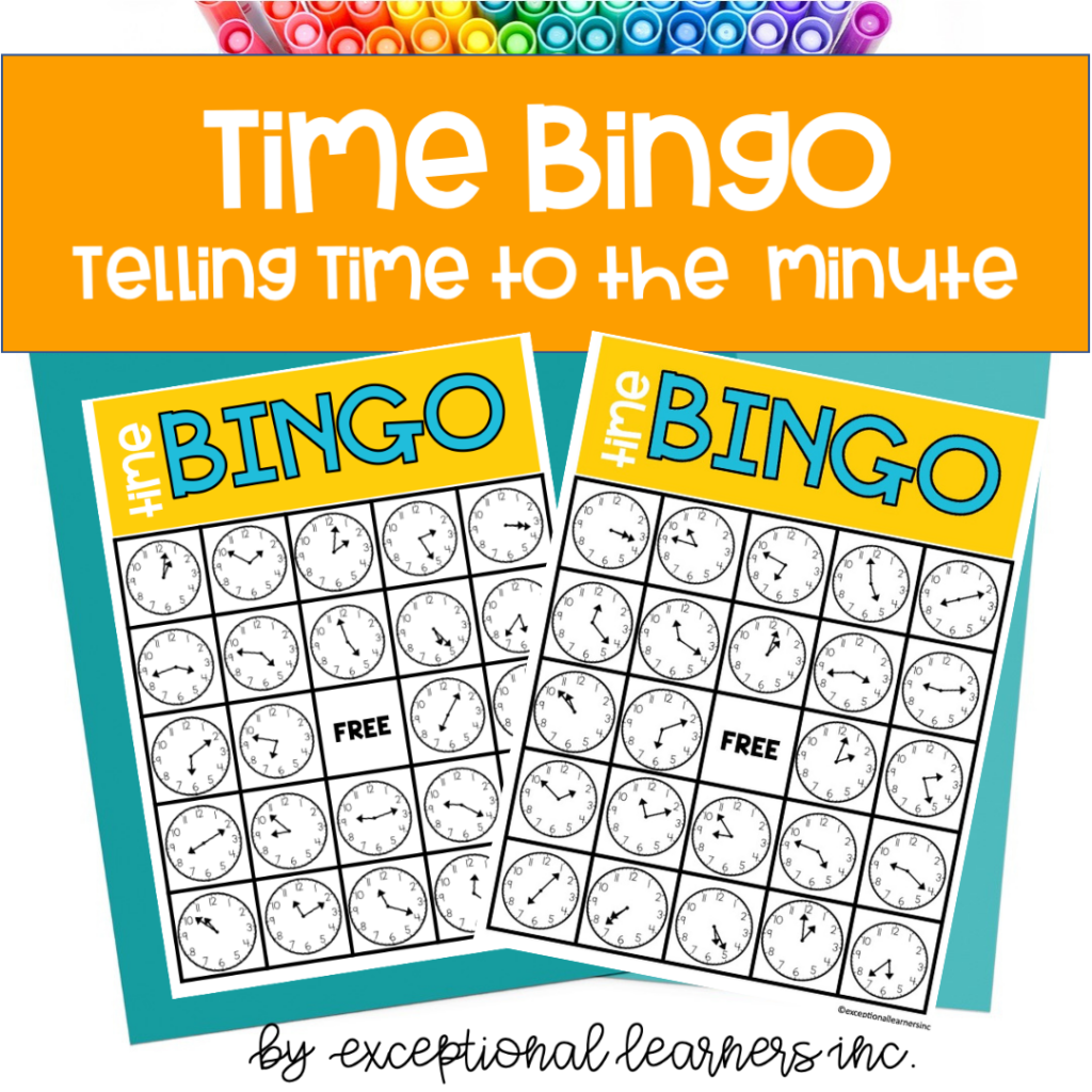 Telling Time to the Minute Bingo Game and Math Center - Made By Teachers