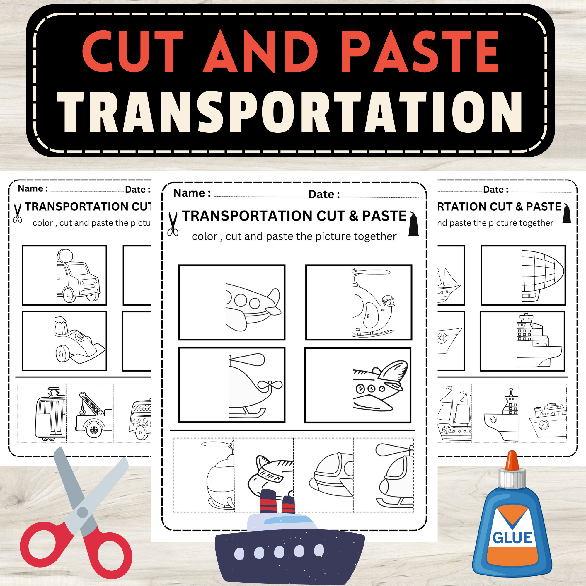 Cut and Paste Transportation Worksheets: A Fun and Educational Journey! |  Made By Teachers