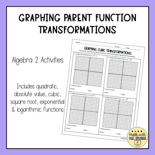 Graphing Parent Function Transformations Worksheets - Made By Teachers