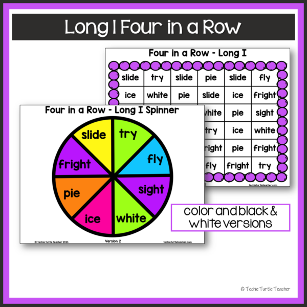 Phonics Game: Vowel Sounds Four in a Row - Long I - Decoding & Fluency ...