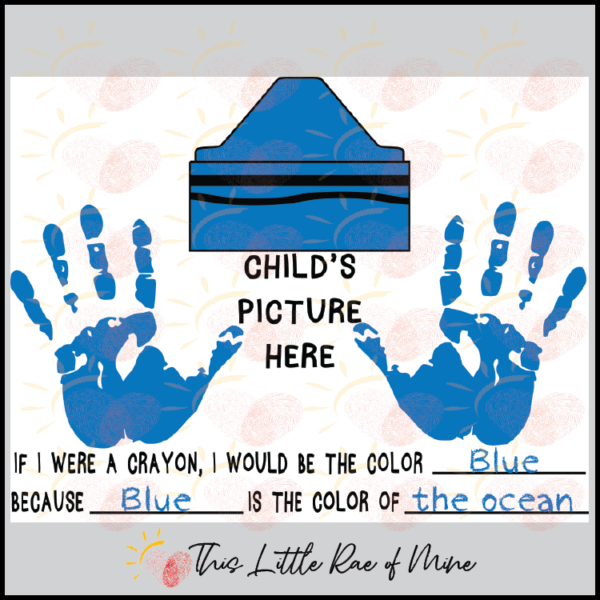 If I were a crayon back to school handprint Art photo Keepsake Printable Made By Teachers