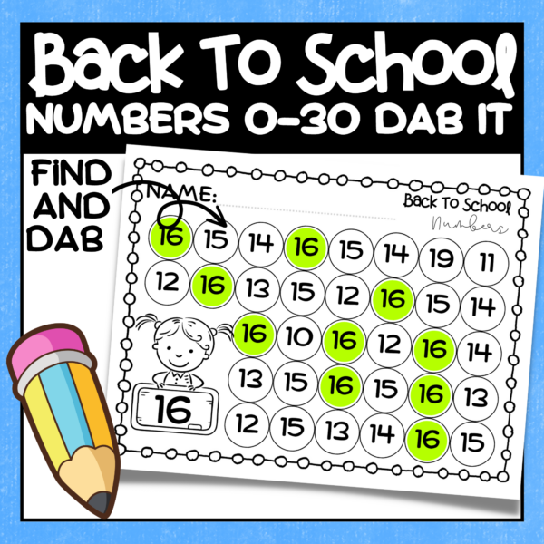 Back To School Numbers 0-30 Dab It | Made By Teachers