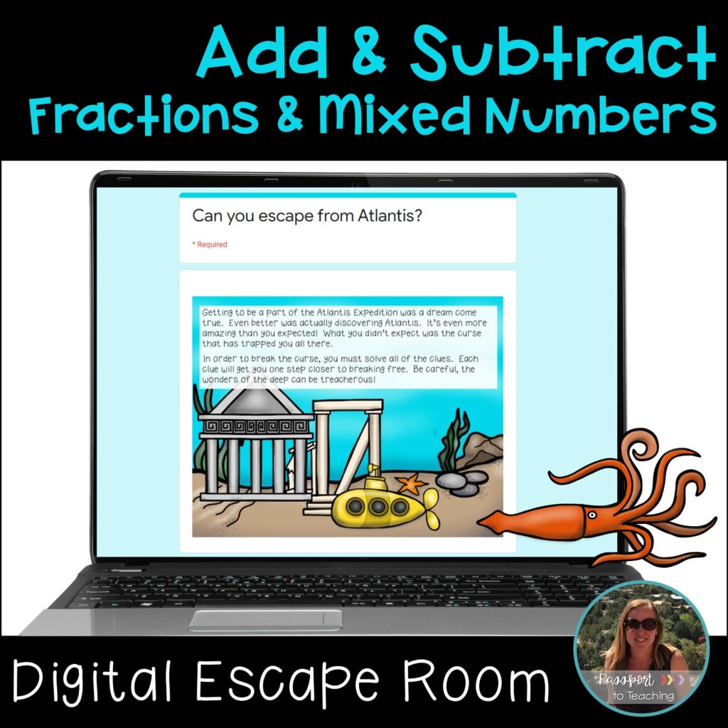 Adding and Subtracting Fractions and Mixed Numbers Digital Escape Room ...