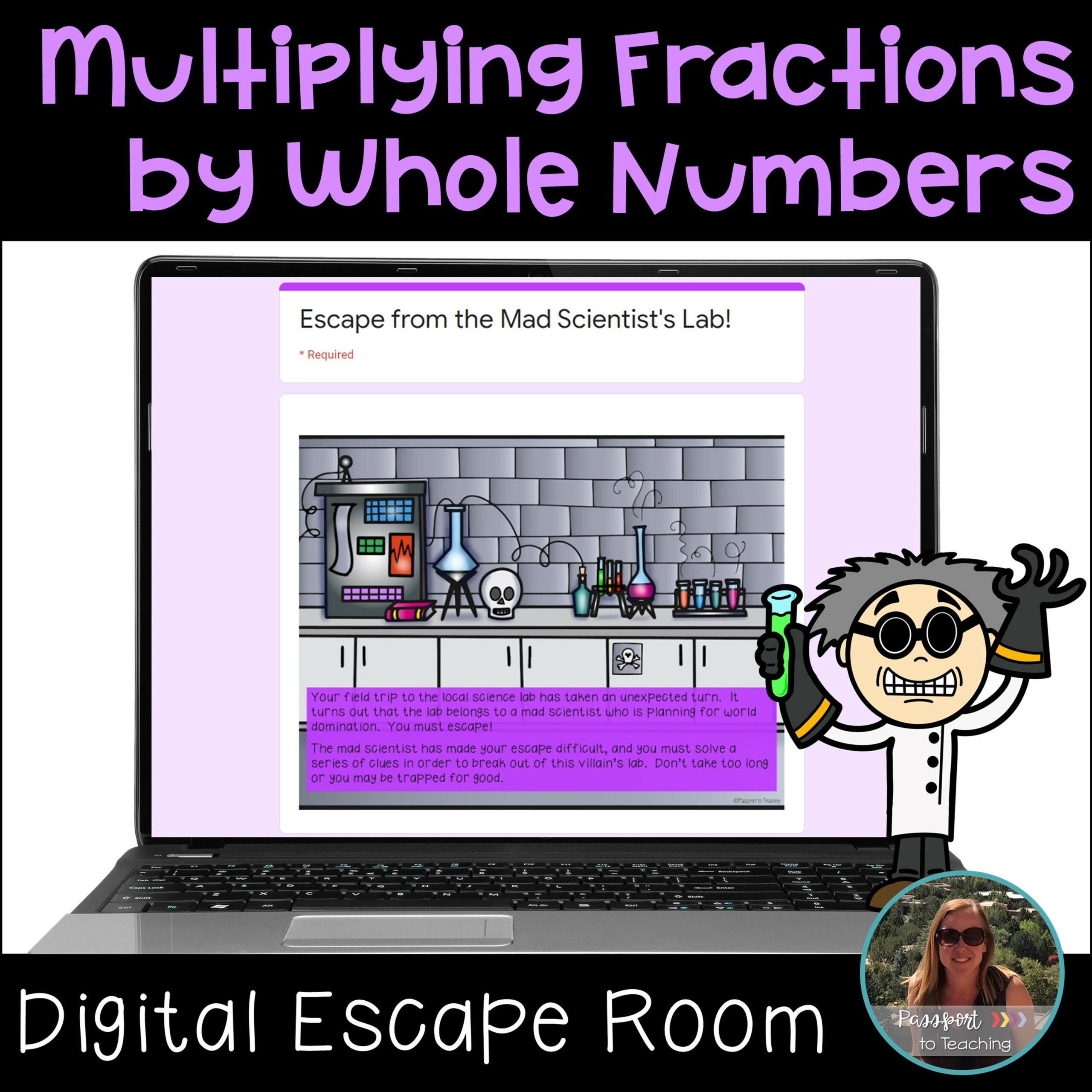 Multiplying Fractions by a Whole Number Digital Escape Room