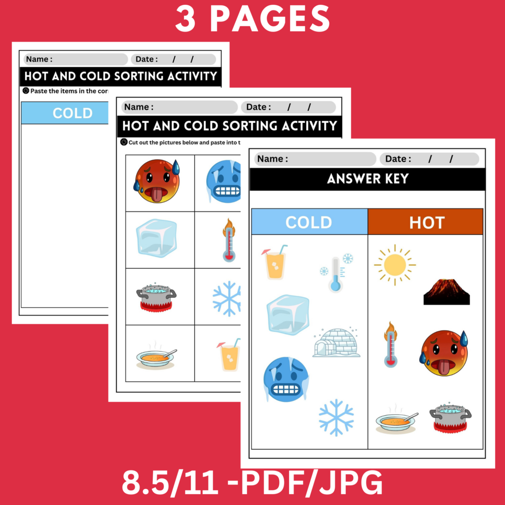 Sorting Temperature Hot and Cold Sorting Activity: Exploring Opposites through Sensory ...