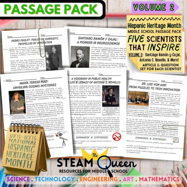 Hispanic Heritage Month Vol 2 Middle School Science 5 Scientists ...