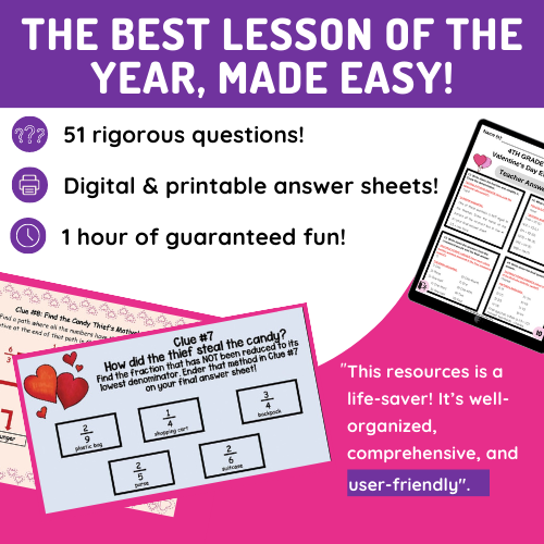 No Prep 4th Grade Math Escape Room | Valentine's Day | Digital ...