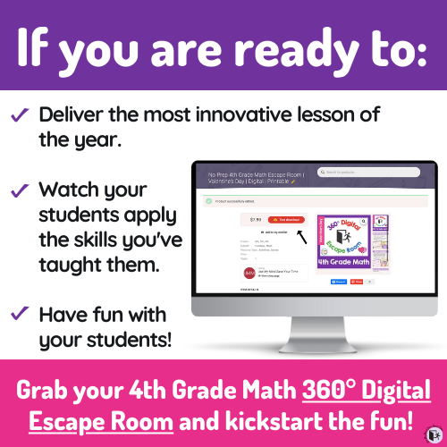 No Prep 4th Grade Math Escape Room | Valentine's Day | Digital ...
