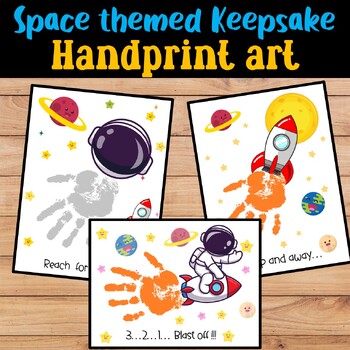 Space themed Handprint Art, Keepsake Art, Rocket handprint , Solar system