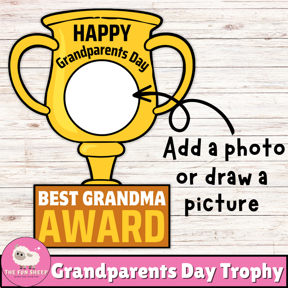 Grandparents Day Trophy Best Grandpa & Grandma Gift Printable Trophy