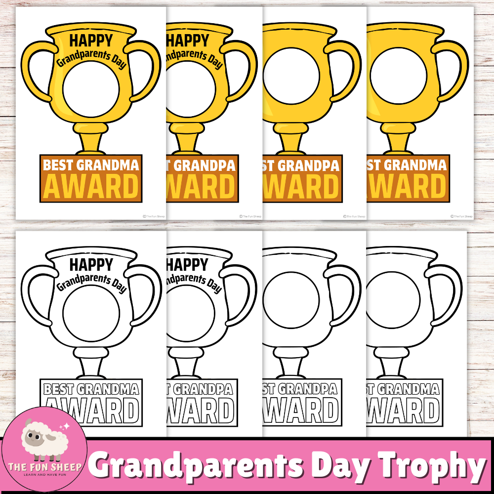 Grandparents Day Trophy Best Grandpa & Grandma Gift Printable Trophy