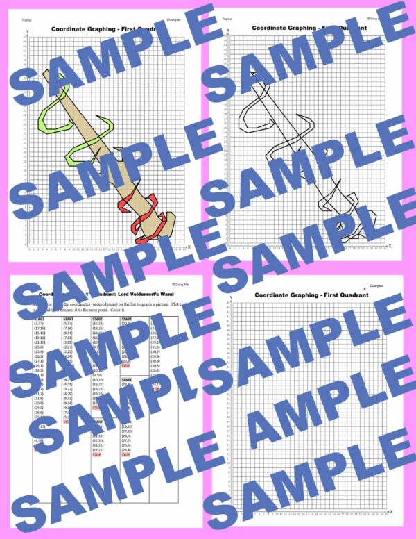 Harry Potter Coordinate Plane Graphing Picture: Lord Voldemort's Wand ...