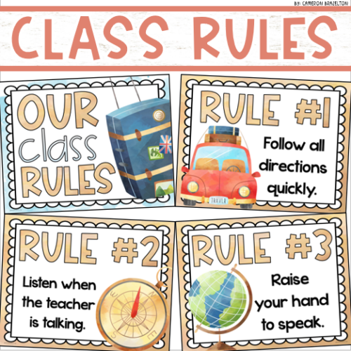 Classroom Rules Posters EDITABLE Back to School Travel Adventure Theme ...