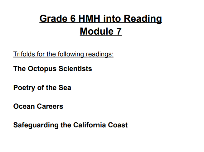 6th Grade HMH into Reading Activity Pack - Module 7