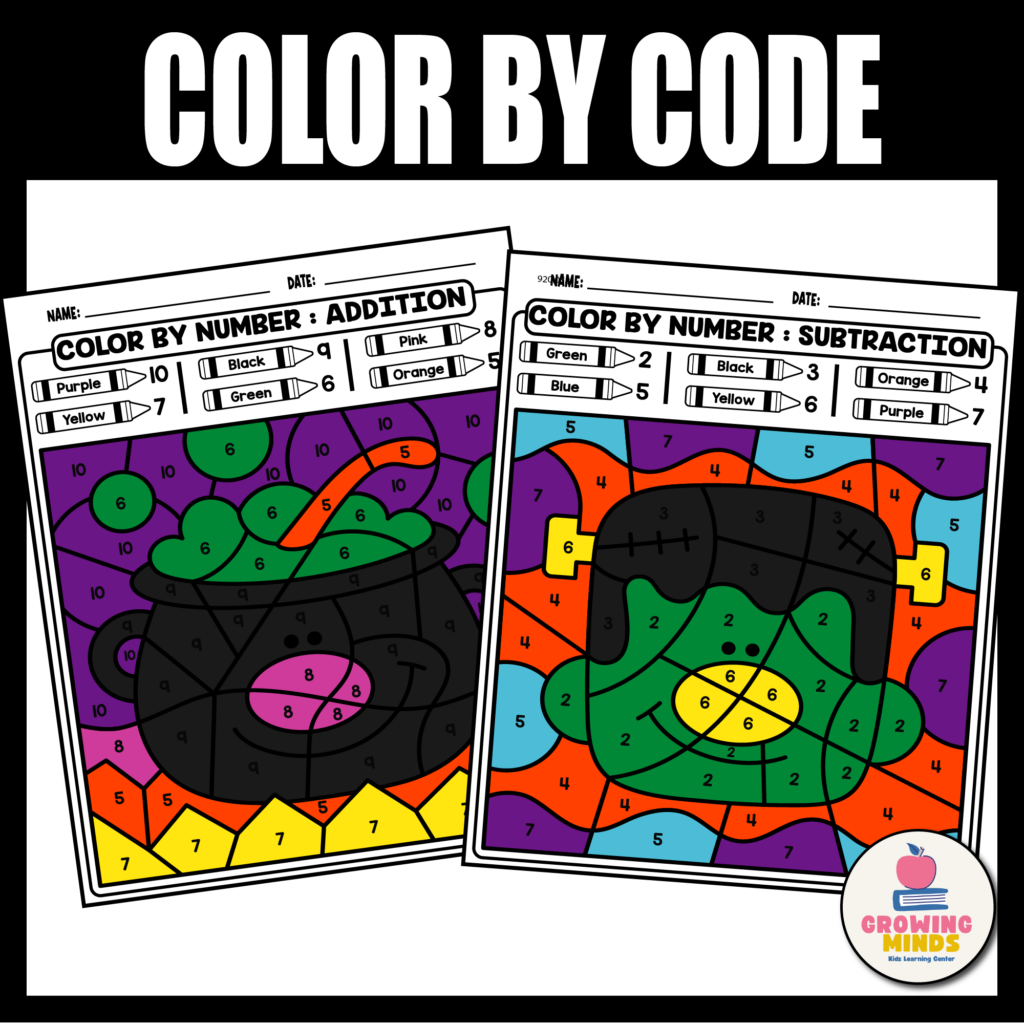 Halloween Math Color By Number worksheet addition and subtraction ...