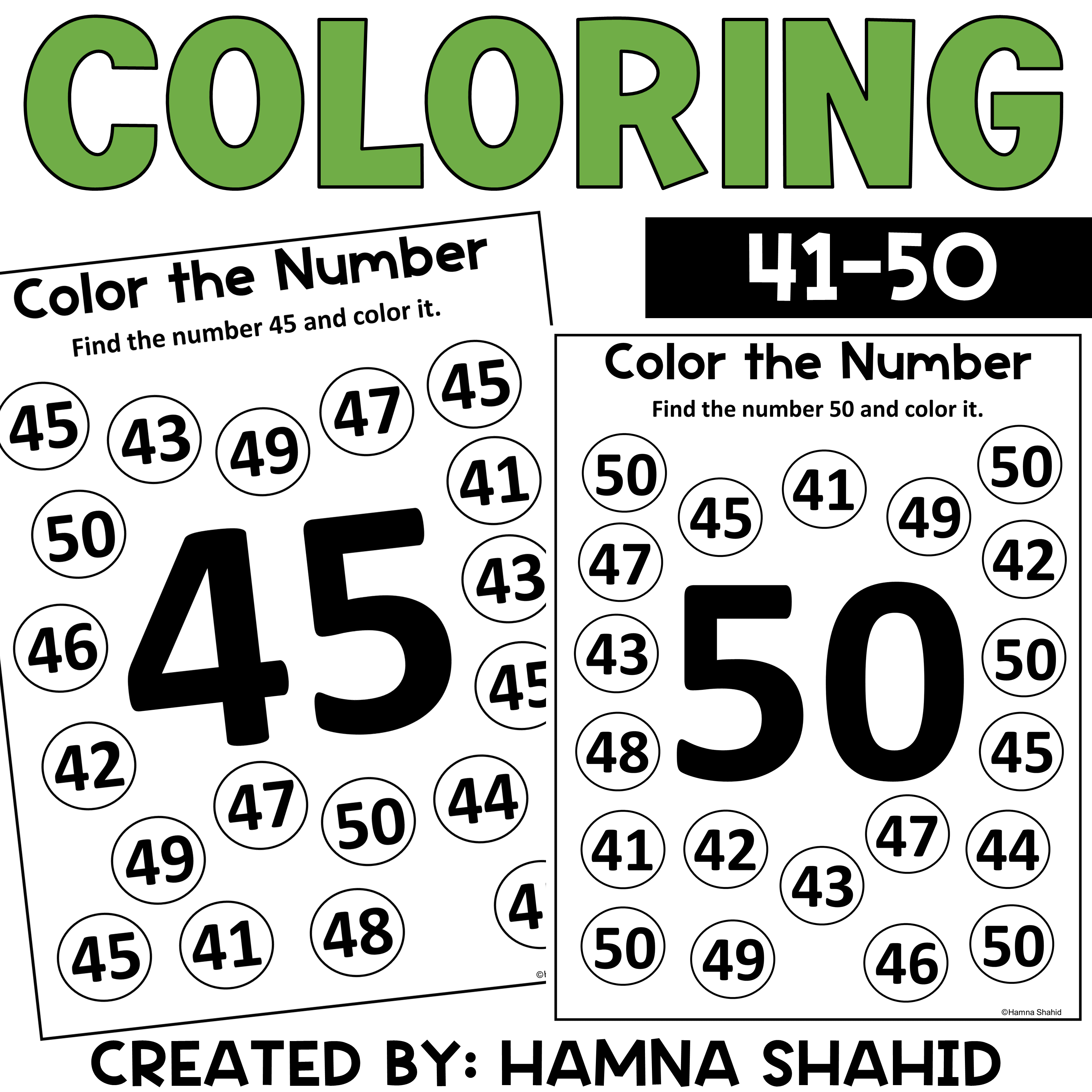 Color The Number 41 50 Made By Teachers Color The Number 41 50 Made By Teachers