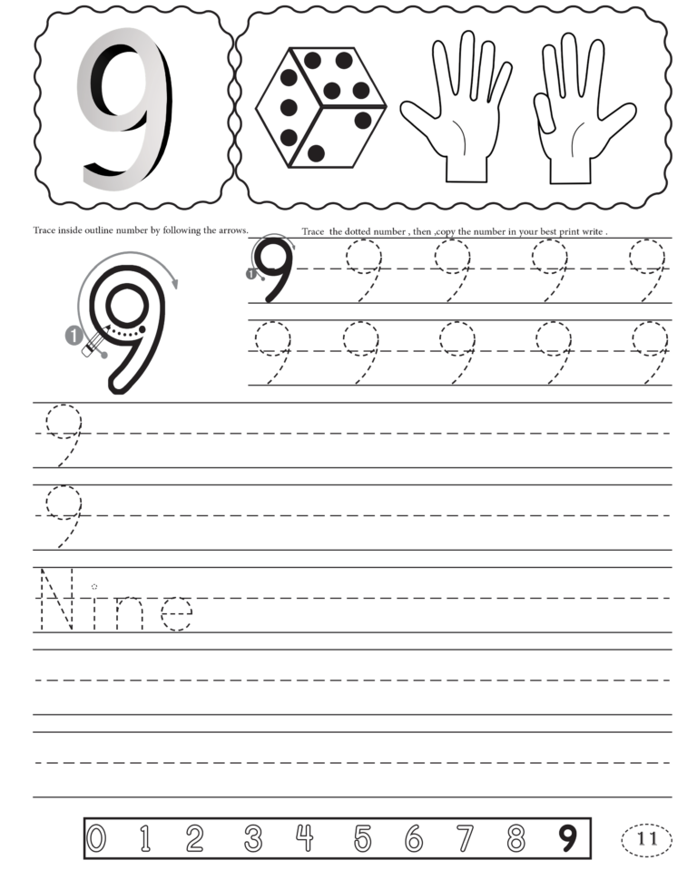 9 In Letters Learn Numbers 0 to 9: Fun and Easy Handwriting Practice Worksheet ...
