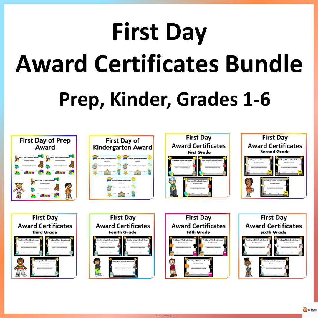First Day Award Certificates Bundle