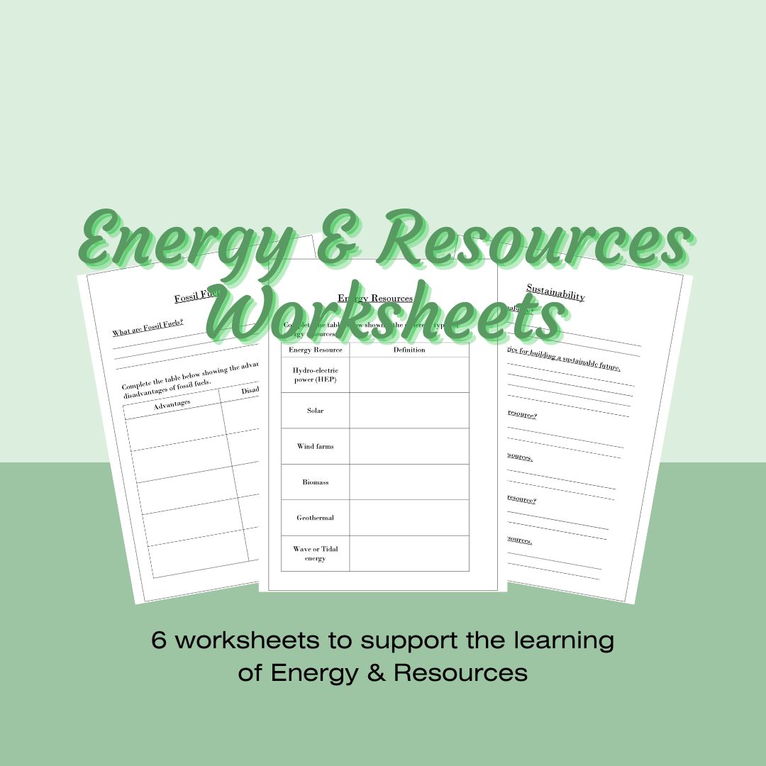 Geography Energy and Resources Worksheets