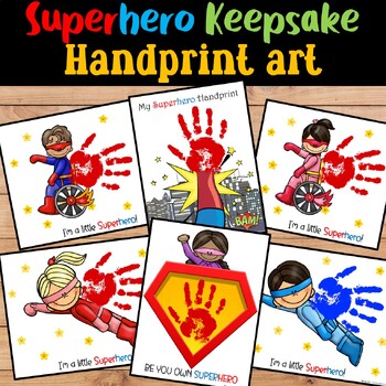 Superhero Handprint Art, craft Keepsake Art, Super hero activities