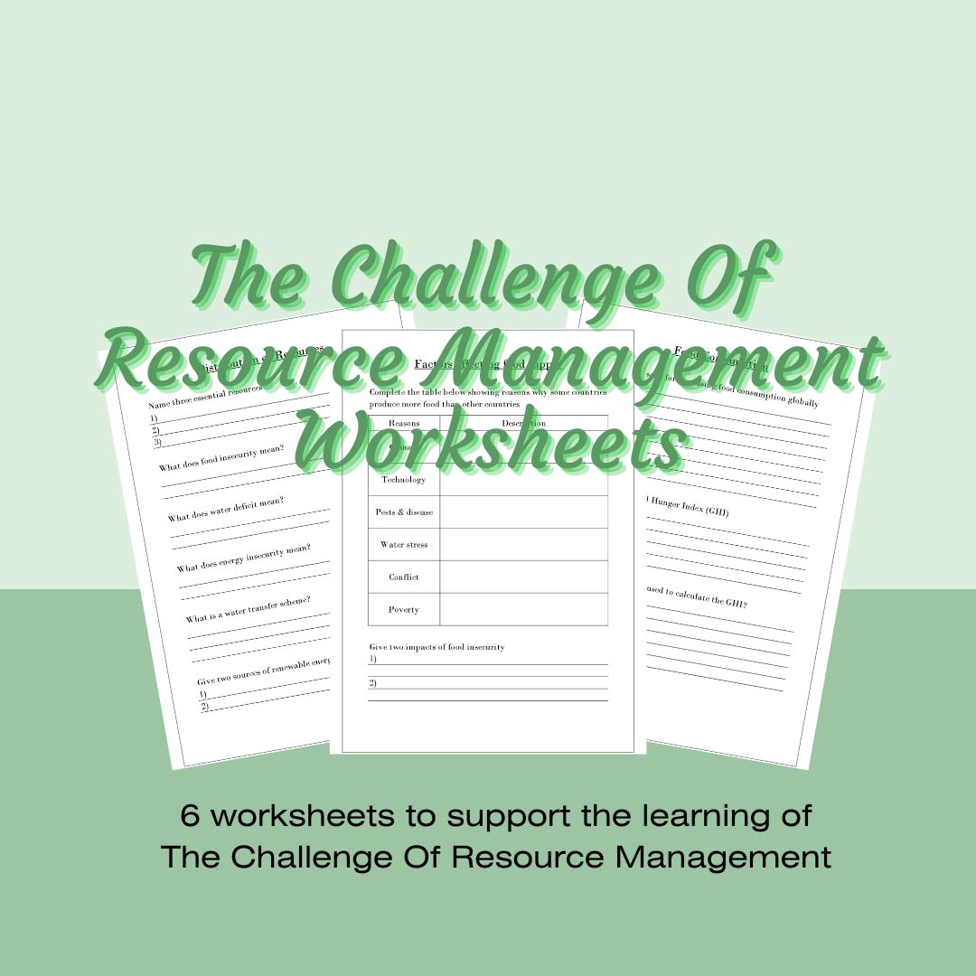 Geography The Challenge Of Resource Management Worksheets