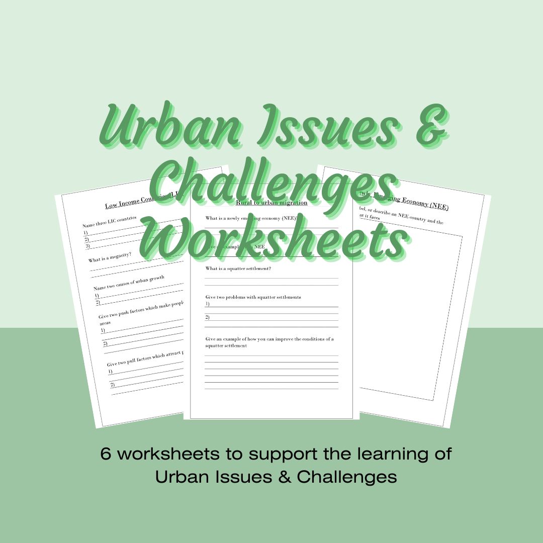 Geography Urban Issues and Challenges Worksheets