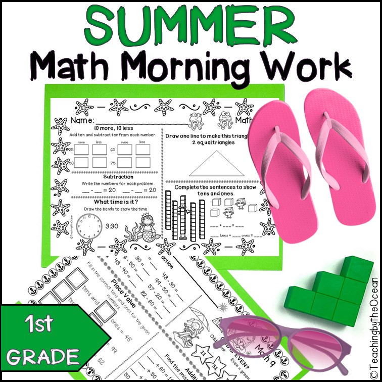 Summer 1st Grade Math Morning Work / 1st Grade Math Spiral Review