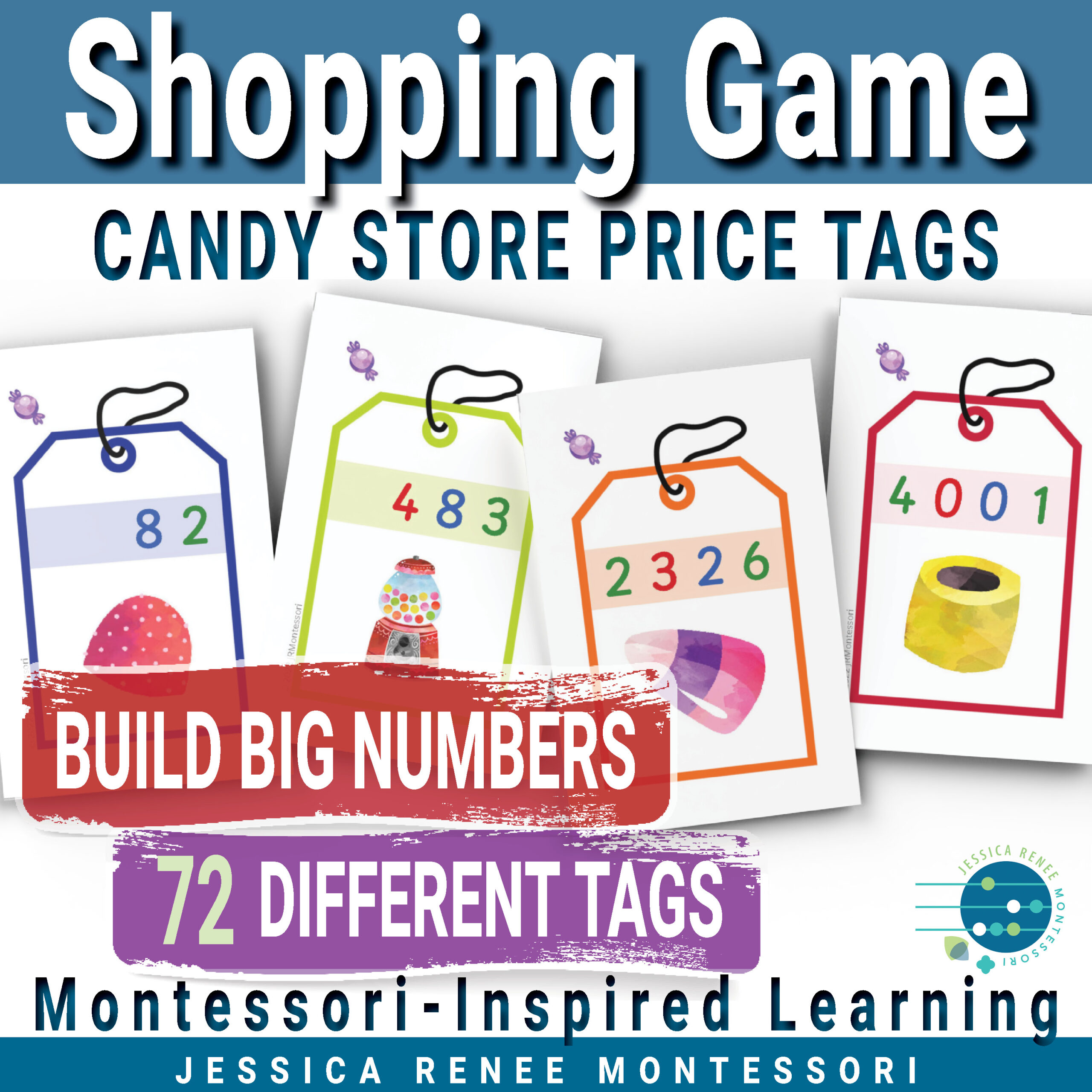 Montessori Math Game Candy Store Shopping Tags