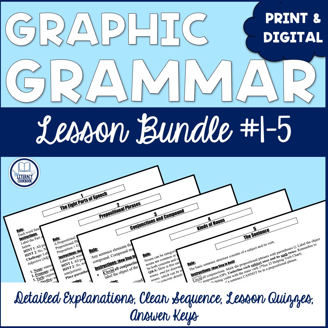 Parts of Speech - English Grammar Lesson 1 - Print & Digital
