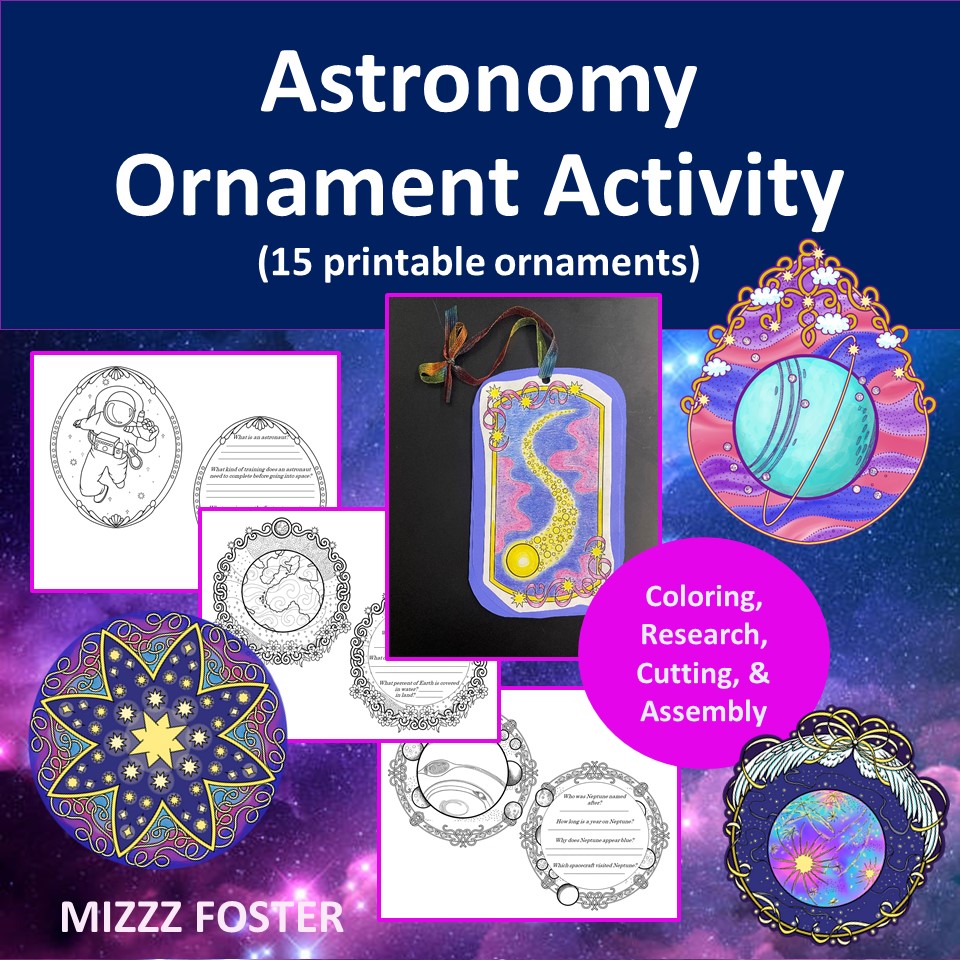Astronomy Ornament Activity (Write, Color, Cut, Glue, Assemble)