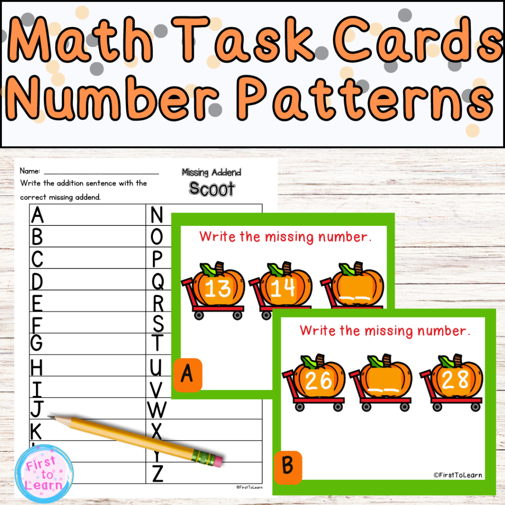 Number Patterns Task Cards/Scoot First Grade Halloween | Made By Teachers