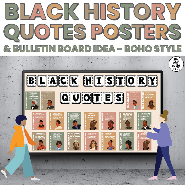 Black History Month Quotes Posters Bulletin Board BOHO | Growth Mindset