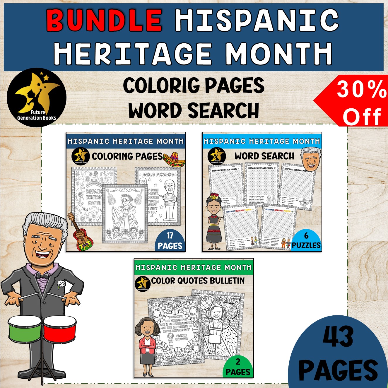 Hispanic Heritage Month Activities | Word Search Puzzles Games | Coloring Sheets